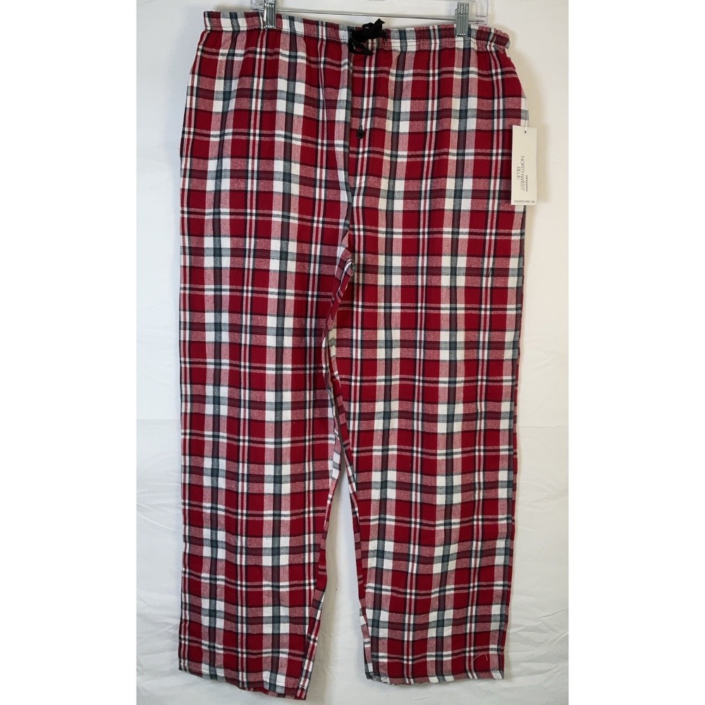 NWT Men's Northwest Blue Flannel Plaid Lounge Pants Sleepwear Red & White XXL